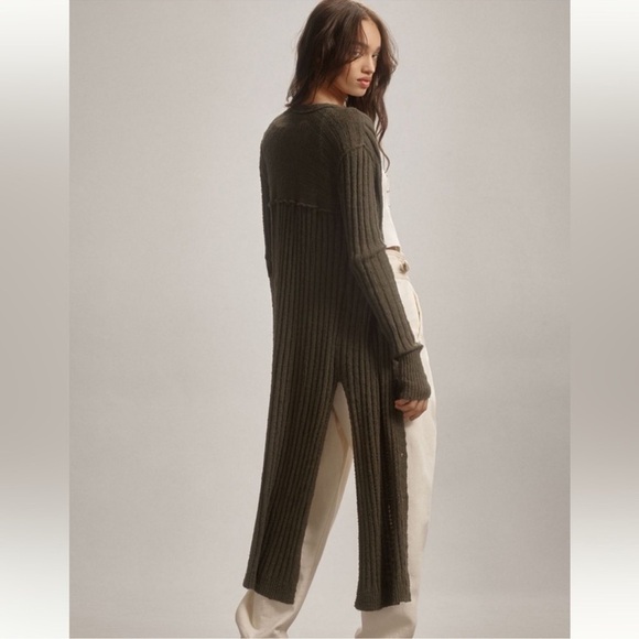 NWOT Anthropologie Pilcro Gauzy Distressed Long Duster Cardigan Sweater XS - Picture 4 of 15